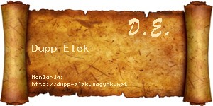 Dupp Elek névjegykártya